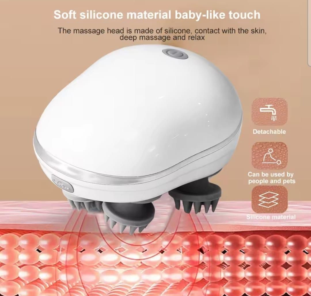 Electric Scalp Massager – Rechargeable Head Massager with 4 Massage Heads